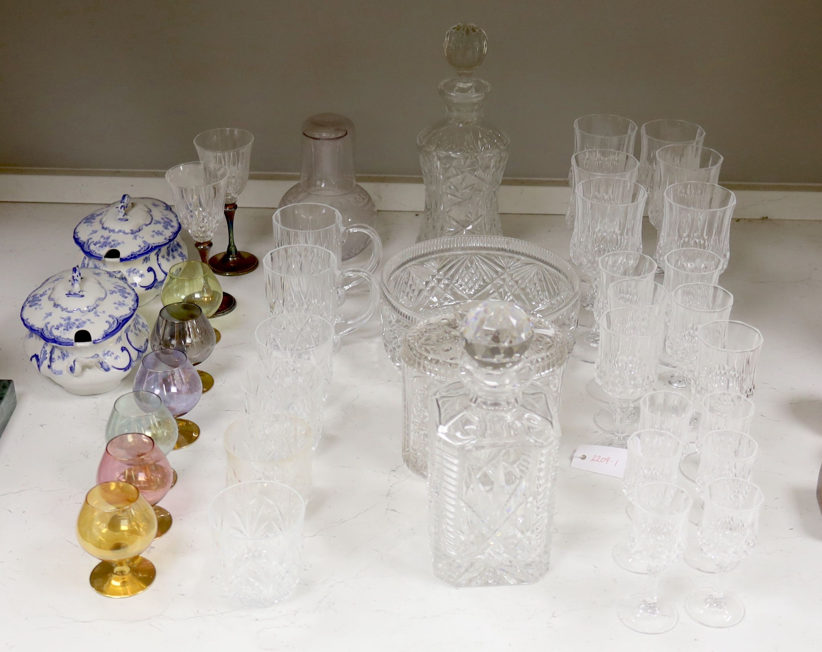 A part suite of cut glass and other glassware